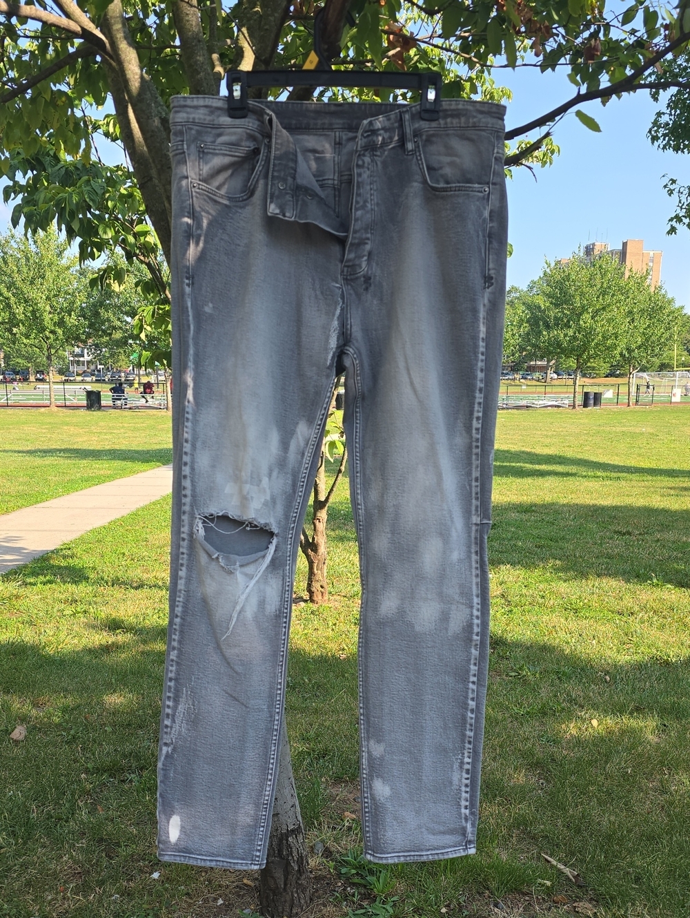 Ksubi Men's Gray Distressed Slim Jeans